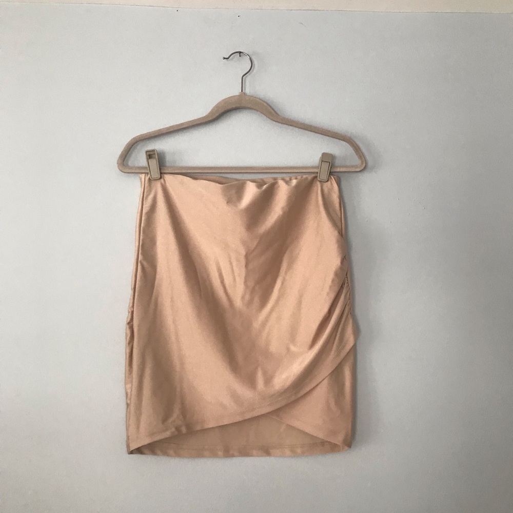Tan stretch mini skirt